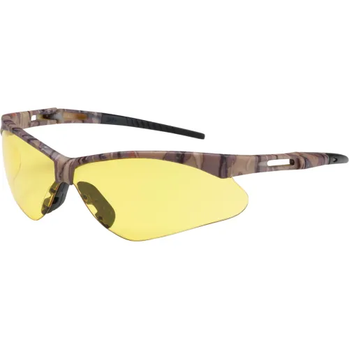 Semi-Rimless Safety Glasses with Camouflage Frame, Amber Lens and Anti-Scratch Coating 250-AN-10122, (144)