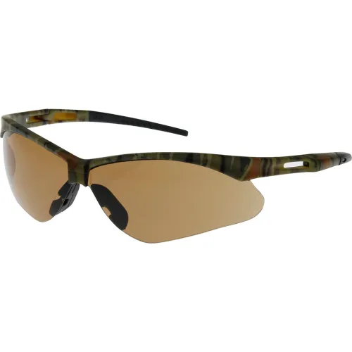 Semi-Rimless Safety Glasses with Camouflage Frame, Brown Lens and Anti-Fog / Anti-Scratch Coating 250-AN-10124, (144)