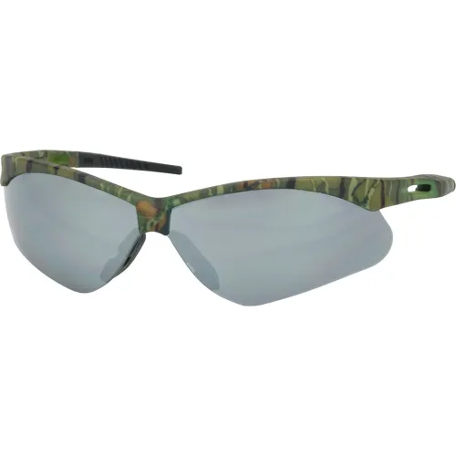 Semi-Rimless Safety Glasses with Camouflage Frame, Silver Mirror Lens and Anti-Scratch Coating 250-AN-10128, (144)