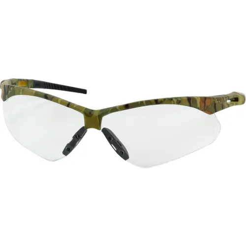 Semi-Rimless Safety Glasses with Camouflage Frame, Clear Lens and Anti-Scratch Coating 250-AN-10130, (144)