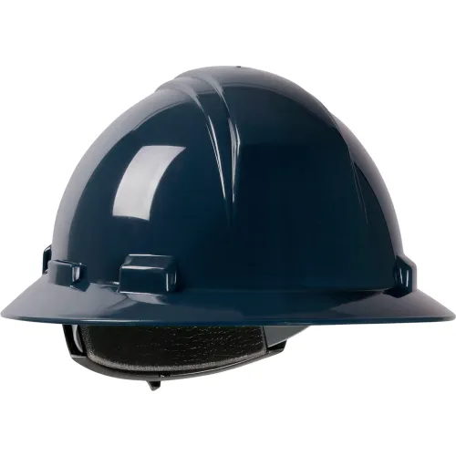 Kilimanjaro Full Brim Hard Hat HDPE Shell, 4Pt Nylon bing Cradle, Ratchet Adjustment, Navy