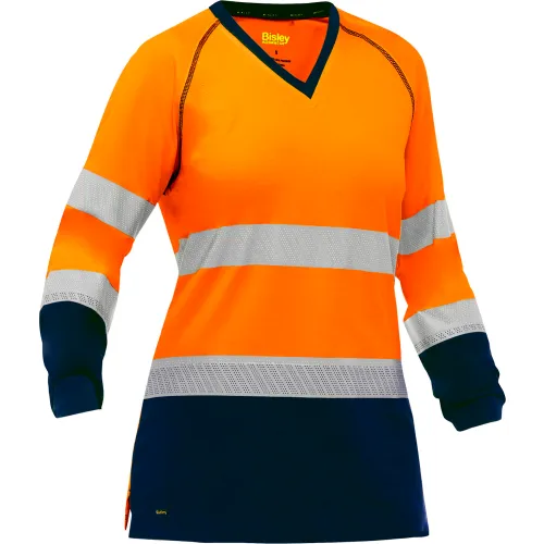 Pip Global Bisley® Women's Long Sleeve Shirt, Class 3, 3XL, Hi-Vis Orange