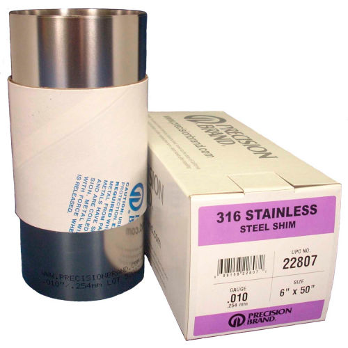 Precision Brand 22825 0.005" Type 316 Stainless Steel Shim Stock 6" x 100" Roll