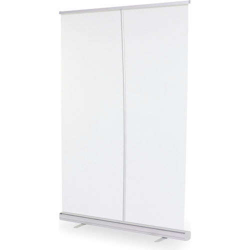 Quantum Retractable Floor Partition with Telescoping T-Frame, 47"W x 81"H, Clear Polyester