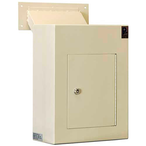 Protex Wall Depository Drop Box WDC-160 with Adjustable Chute - 12&quot;W x 6&quot;D x 16&quot;H, Beige