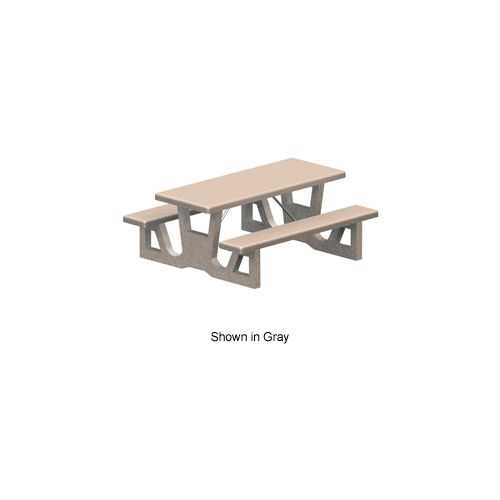 72&quot; Rectangular Picnic Table, Concrete, Tan