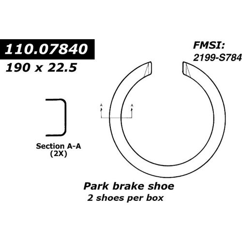 Centric Premium Parking Brake Shoes, Centric Parts 111.07840