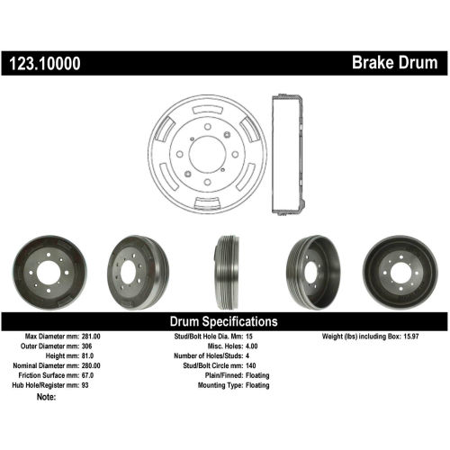 C-Tek Standard Brake Drum, C-Tek 123.10000