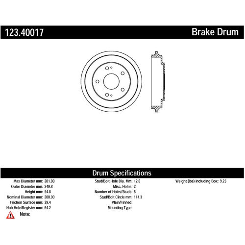 C-Tek Standard Brake Drum, C-Tek 123.40017