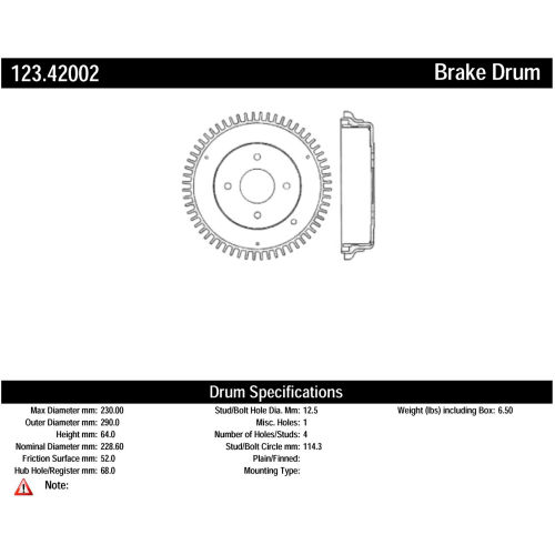 C-Tek Standard Brake Drum, C-Tek 123.42002