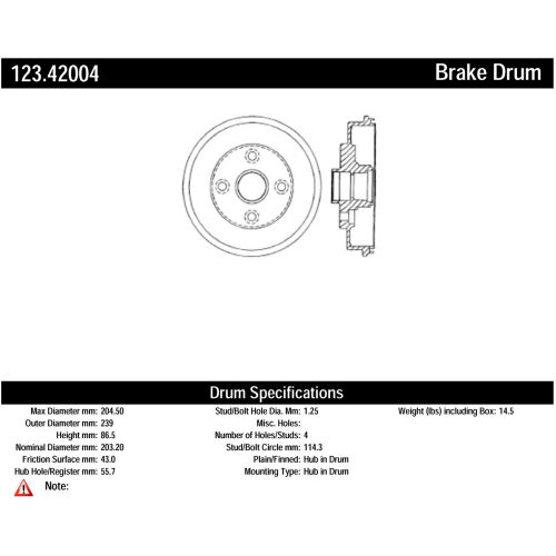 C-Tek Standard Brake Drum, C-Tek 123.42004