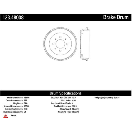 C-Tek Standard Brake Drum, C-Tek 123.48008