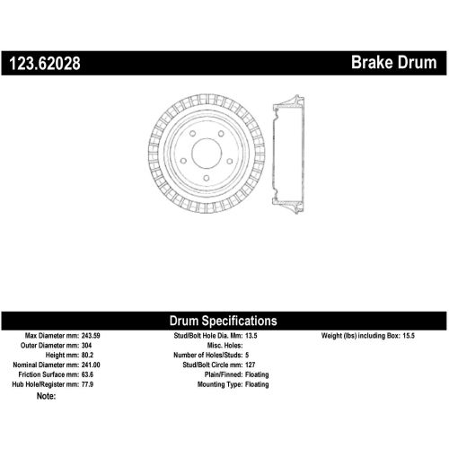 C-Tek Standard Brake Drum, C-Tek 123.62028
