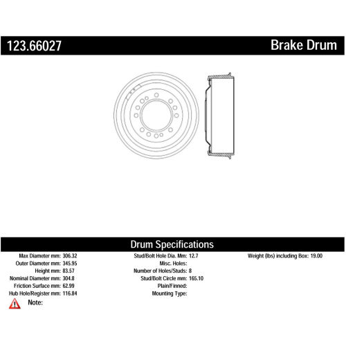 C-Tek Standard Brake Drum, C-Tek 123.66027