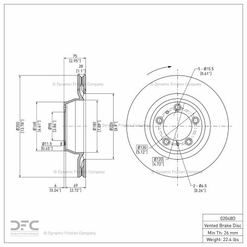 Disc Brake Rotor - Dynamic Friction Company 600-02048D