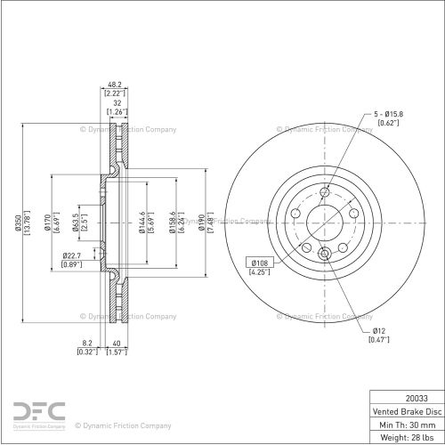 Disc Brake Rotor - Dynamic Friction Company 600-20033