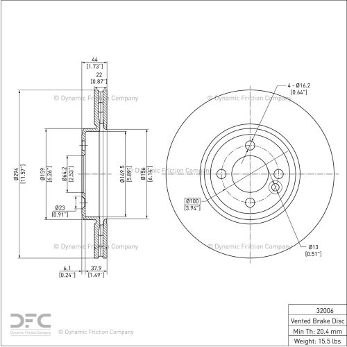 Disc Brake Rotor - Dynamic Friction Company 600-32006