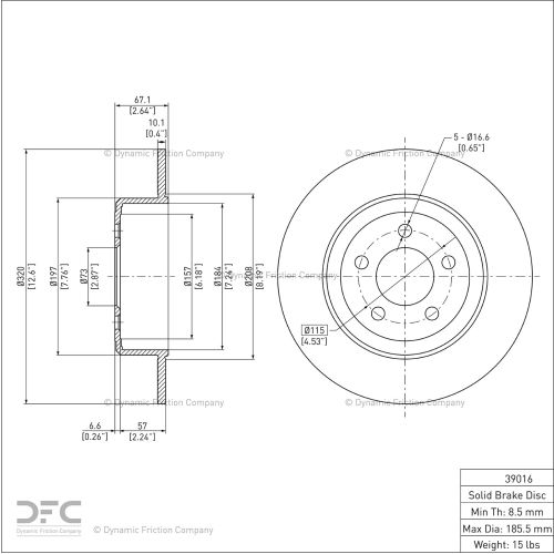 Disc Brake Rotor - Dynamic Friction Company 600-39016