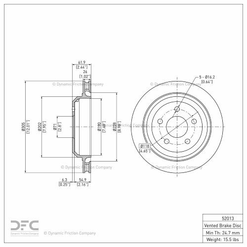Disc Brake Rotor - Dynamic Friction Company 600-52013