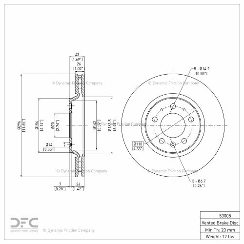 Disc Brake Rotor - Dynamic Friction Company 600-53005
