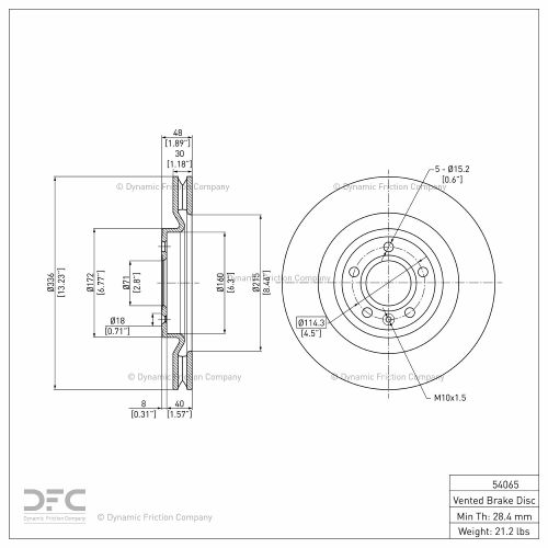 Disc Brake Rotor - Dynamic Friction Company 600-54065