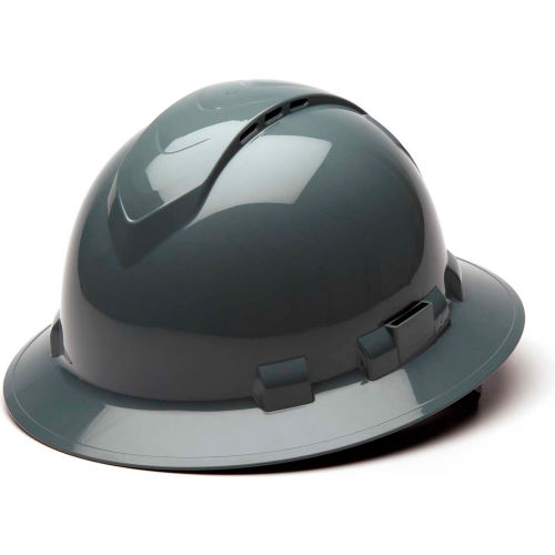 Ridgeline Vented Full Brim Hard Hat, Slate Gray Pattern, 4-Point Ratchet Suspension - Pkg Qty 12