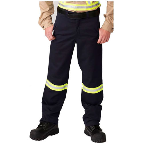 Big Bill Heavy Work Pants, Reflective Material, Flame Resistant, 50W x Unhemmed, Navy