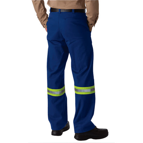 Big Bill Heavy Work Pants, Reflective Material, Flame Resistant, 34W x  Unhemmed, Blue