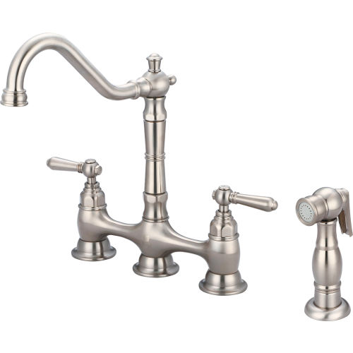Pioneer Americana 2AM501-BN Two Handle Kitchen Bridge Faucet with Spray PVD Brushed Nickel