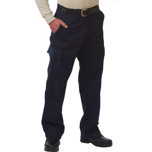 Big Bill Cargo Pants with Double Reinforced Knees, Flame Resistant, 28W x Unhemmed, Navy