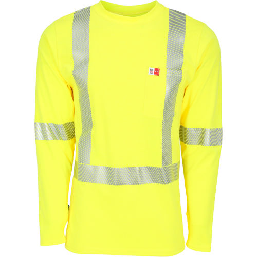 Big Bill High Visibility Athletic Performance T-shirt, Flame Resistant 6 Oz., L, Yellow
