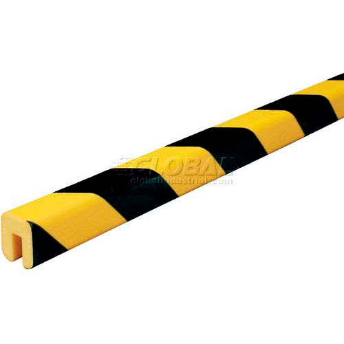 Knuffi Shelf Bumper Guard, Type G , 196-3/4" L X 1-1/16" X 1-1/4", Black & Yellow, 60-6760