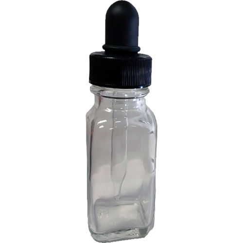 Qorpak&#174; 1oz Square Bottle w/24-400 Blk PP Glass Dropper Assembly, Dropper size 7 x 66mm, 24PK