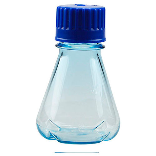 Qorpak AKM-3002-0018 Sterile PC Erlenmeyer Flasks with Baffled Base & Blue Cap, 1000mL, Case of 24