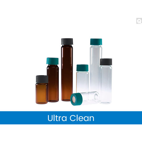 Qorpak® 12 x 35mm 0.50 dram Amber Vial w/8-425 Green Thermoset Cap, Ultra Clean, 144PK
