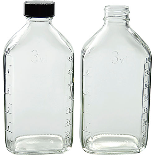 Qorpak&#174; 6oz Clear Glass Prescription Ware Bottle with 24-400 Black Phenolic Cap, 48/Pack