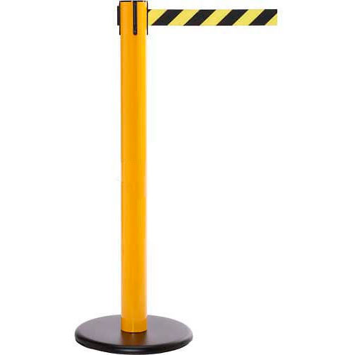 SafetyPro 300 Retractable Belt Barrier, 40&quot; Yellow Post, 16' Black/Yellow Diagonal Stripe Belt - Pkg Qty 2