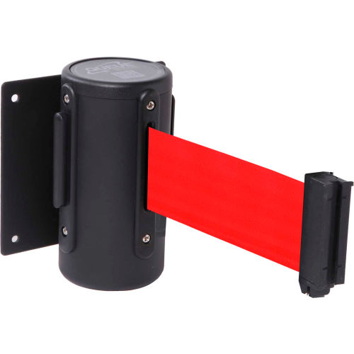 Wall Mount Retractable Belt Barrier, Black Case W/10' Red Belt
