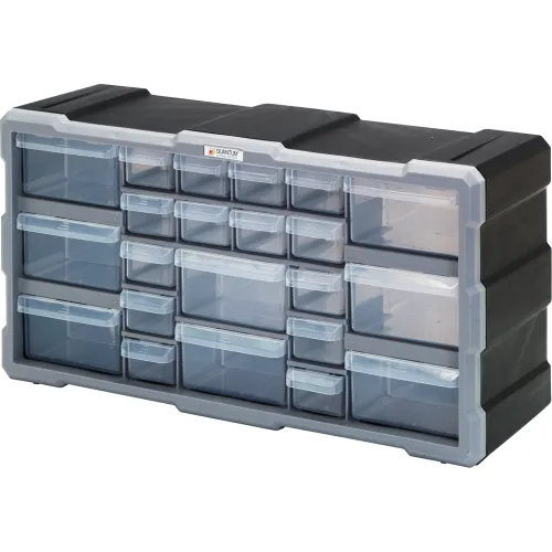 Akro-Mils Plastic Drawer Parts Cabinet 10116 - 10-1/2W x 6-3/8D x  8-1/2H, Black, 16 Drawers