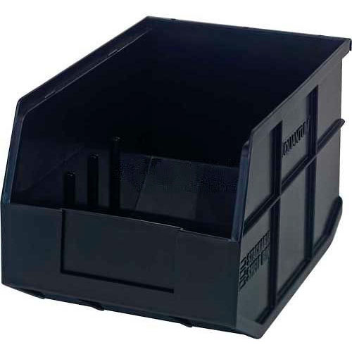 Quantum Plastic Stacking and Hanging Shelf Bin SSB423 8-1/4"W x 12"D x 7"H, Black - Pkg Qty 6