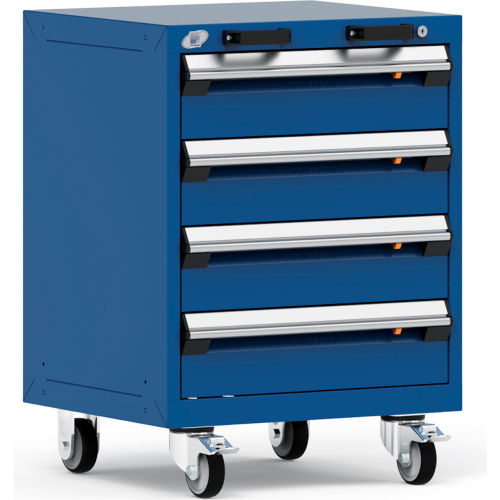 Rousseau Metal 4 Drawer Heavy-Duty Mobile Modular Drawer Cabinet - 24"Wx21"Dx33-1/4"H Avalanche Blue