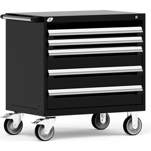 Rousseau Metal 4 Drawer Heavy-Duty Mobile Modular Drawer Cabinet - 36"Wx24"Dx37-1/2"H Black