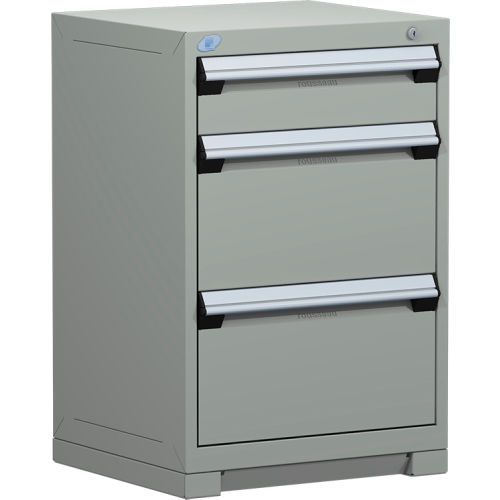 Rousseau Metal Heavy Duty Modular Drawer Cabinet 3 Drawer Counter High 24"W - Light Gray