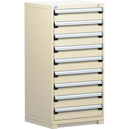 Rousseau Metal Heavy Duty Modular Drawer Cabinet 9 Drawer Full Height 30"W - Beige