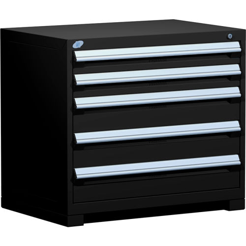 Rousseau Metal Heavy Duty Modular Drawer Cabinet 5 Drawer Bench High 36"W - Black