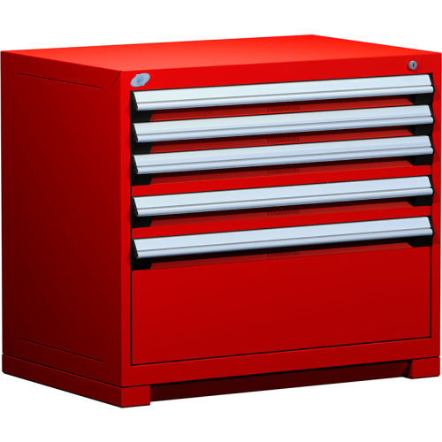 Rousseau Metal Heavy Duty Modular Drawer Cabinet 5 Drawer Bench High 36"W - Red