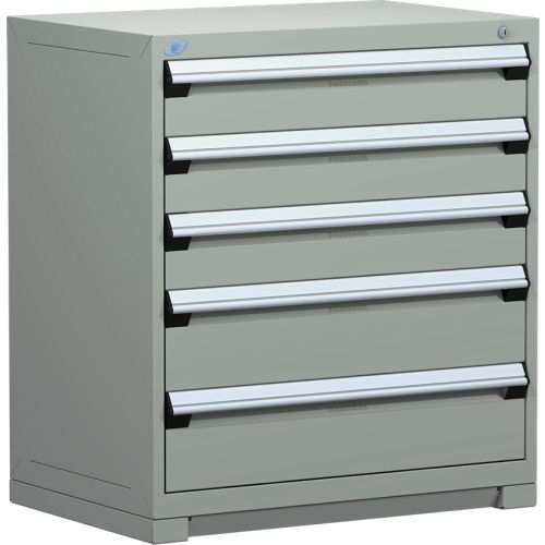 Rousseau Metal Heavy Duty Modular Drawer Cabinet 5 Drawer Counter High 36"W - Light Gray