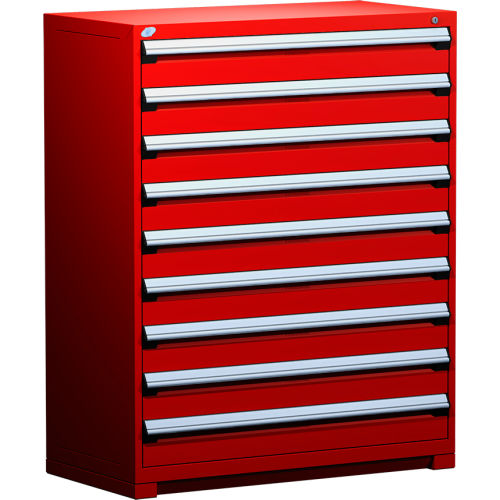Rousseau Metal Heavy Duty Modular Drawer Cabinet 9 Drawer Full Height 48"W - Red