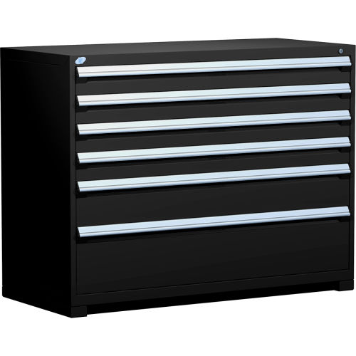 Rousseau Metal Heavy Duty Modular Drawer Cabinet 6 Drawer Counter High 60"W - Black