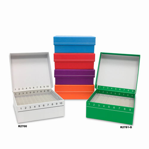 MTC™ Bio FlipTop™ Cardboard Freezer Box with Hinged Lid, 100 Place, Red, 5 Pack
